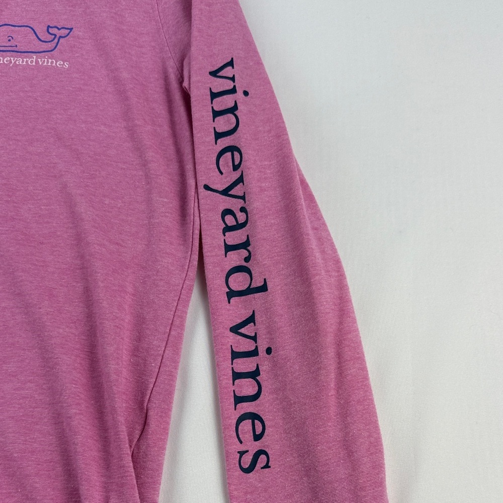 Vineyard Vines Pink & White Striped Long Sleeve Shirt Blue Whale Logo Size S - Picture 2 of 9